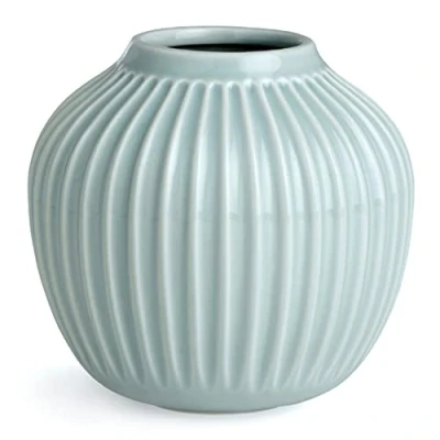 Image de Kähler Hammershøi vase H13 cm en menthe vases de haute qualité porcelaine faite à la main dans le style scandinave avec des rainures idéal comme décoratif pour bouquets fleurs, branches ou pièce décorative