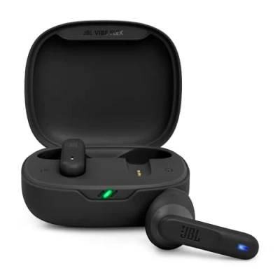 Image de JBL Vibe Flex, écouteurs sans Fil Bluetooth, Pilotes 12 mm, Lecture 32 Heures, résistant à l&#039;eau et la poussière IP54 Noir