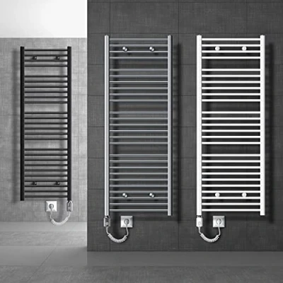 Image de ECD Germany Radiateur Électrique avec Élément Chauffant 600W 400 x 800 mm Anthracite Connexion Latéral Forme Droit Kit Montage Mural Inclus Sèche Serviettes Sahara pour Salle de Bain