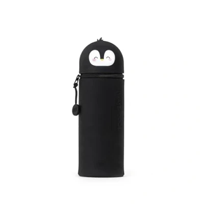 Image de LEGAMI Trousse 2 en 1 Silicone Souple Kawaii, d&#039;école Forme de Pingouin, Porte Stylo Table, avec Fermeture éclair, Silicone, stylos Crayons, 18,5 cm H