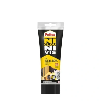 Image de Pattex Ni Clou Vis Fix Idéal Bois (tube de 260 g) Colle fixation à maintien immédiat rapide pour usage intérieur blanche surpuissante