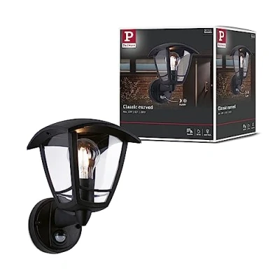 Image de Paulmann 94647 Applique Classic Curved détecteur Mouvement IP44 carré Max. 12W Noir extérieur Plastique Lumin. Jardin E27, Matière