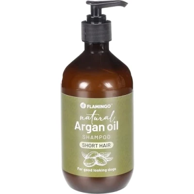 Image de Flamingo Shampooing Naturel à l&#039;huile d&#039;argan pour Chien avec Poil Court 500ml Convient Tous Les Types de Pelage et Peau Nourrit préserve la Brillance Naturelle du