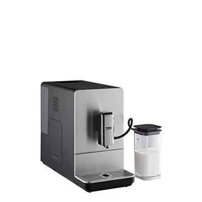 Image de BEKO, Machine expresso automatique, 1350 W / 15 bars, Capacité café : 125 g, eau 1,4L, Système autonettoyant, 5 niveaux de broyage, Arrêt Carafe à lait et mousseur intégrés, Inox