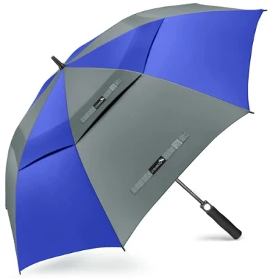 Image de ZOMAKE Grand Parapluie De Golf XL Parapluies Grande Taille 2 3 Personnes Anti Tempete Extra Large Automatique Umbrella Double Canopée Homme Femme(Gris Bleuté A)