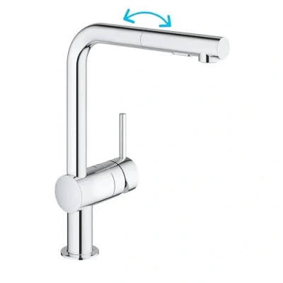 Image de GROHE Robinet de cuisine évier Minta, avec Douchette Extractible, Inverseur 2 jets, Bec en forme L, Installation et nettoyage facile, Chromé, 30274000 (Import Allemagne)