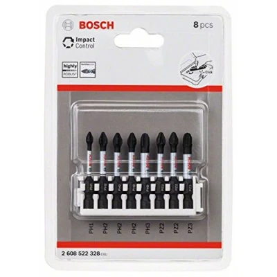 Image de Bosch Professional 8 pièces Pack d&#039;Embouts de Vissage (Impact Control, PZ/PH Bits, Longueur 50mm, Universalhalter, Pick and Click, Accessoires visseuse à percussion)