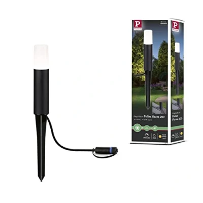 Image de Paulmann 94533 luminaire d&#039;extérieur LED Plug &amp; Shine borne Lumineuse Flarea IP65 200 mm Blanc Chaud 1x3,6 W gradable Noir métal 3000 K, 3.6