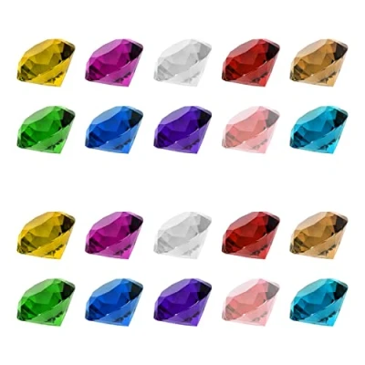 Image de PFLYPF Lot de 100 diamants en plastique, jouets pierres précieuses, ensemble transparents couleur cristal, colorés pour enfants, adaptés décorer les tables à manger,