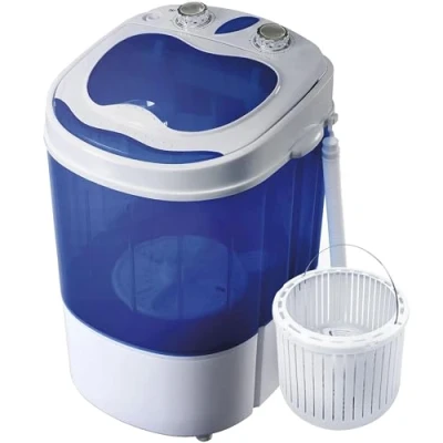 Image de Mini Machine à Laver Portable avec Centrifugeuse, pour Camping et les Voyages Briebe WM1111 150W Blanc/Bleu 00188
