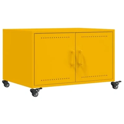 Image de vidaXL Table Basse, d&#039;Appoint avec Poignée, Bout de Canapé Porte, Meuble Rangement Salle Séjour, Jaune 846689