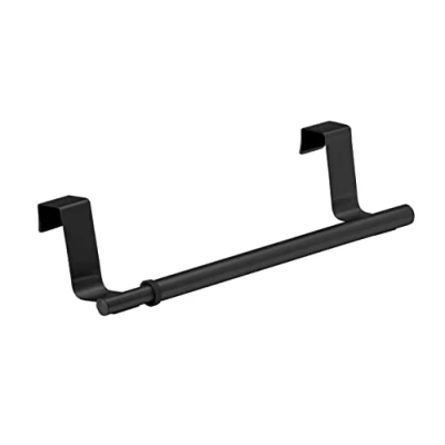 Image de WENKO Porte Serviettes pour Porte, Support à Extensible Cuisine et Salle de Bain, Suspendre au tiroir &amp; la d&#039;armoire, sans perçage, Acier Inoxydable, 36 60 x 6 7 cm, Noir