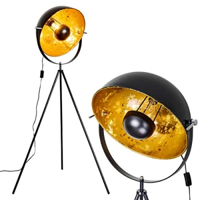 Image de hofstein lampadaire Saturn, vintage avec abat jour en métal doré/noir, Ø 43 cm, luminaire au sol réglable design rétro, ampoule(s) non incluse(s)