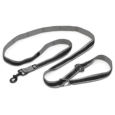 Image de Kurgo Laisse Mains Libres Quantum 6 en 1 pour Chien, Ceinture/Laisse de Course, Marche ou randonnée, Réglable, Réfléchissante, Noir