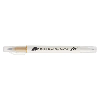 Image de Pentel Arts Brush Sign Pen Twin SESW30C Lot de 10 feutres pinceau bi pointe, Pointe large et fine, Acquarellable, Beige