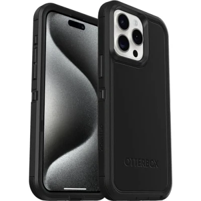 Image de OtterBox Defender XT Coque pour iPhone 15 Pro Max avec MagSafe, Antichoc, anti chute, robuste, supporte 5 x plus de chutes que la norme militaire, Noir, Livré Sans Emballage
