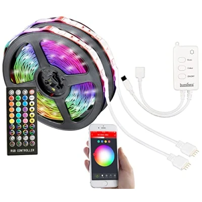 Image de Luminea Double bande LED RVB connectée 10 m compatible commandes vocales Home Control