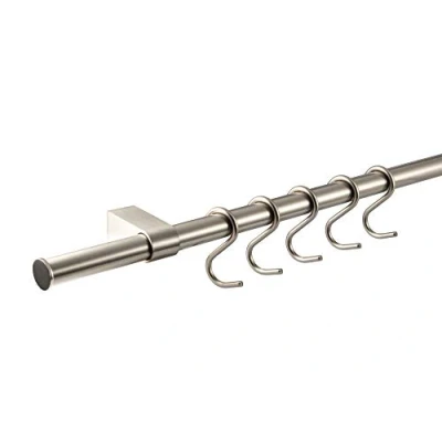Image de Gedotec Support Rail de cuisine Longueur: 600 mm 1 Jeu Aspect Inox garde corps Système mural avec 5 crochets en S matériel fixation