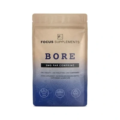 Image de FS Bore Suppléments de Boron Haute Teneur 240 Comprimés 3 mg par Portion Sans OGM Gluten Allergène Fabriqué au Royaume Uni