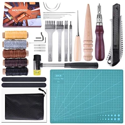 Image de Un kit de gaufrage en cuir ETEPON comprend 34 outils base pour la couture du cuir, peuvent répondre à demande des clients