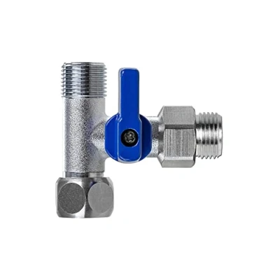 Image de Robinet d&#039;arrêt adaptateur en T 3/8&quot; AG x différents ÜM pour le raccordement de filtres à eau, osmose inverse, réfrigérateurs latéraux, cafetière (3/8&quot; IG ÜM)