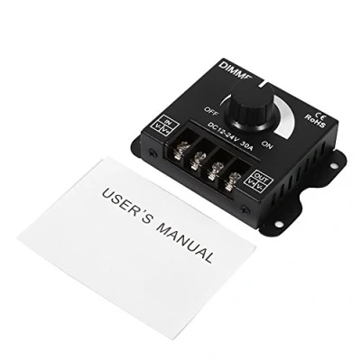 Image de Contrôleur PWM de gradateur commutateur 12V 24V 30A LED, opération manuelle LED à intensité variable en métal pour la lumière bande simple couleur 3.3 x 2.6 0.8 pouces