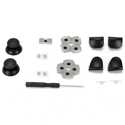 Image de Kit de pièces Rechange pour Manette PS5, Bouton PS5 L1 R1 L2 R2 Boutons déclenchement + 2 Ressorts manettes 5 Coussinets en Caoutchouc conducteur 1 Tournevis