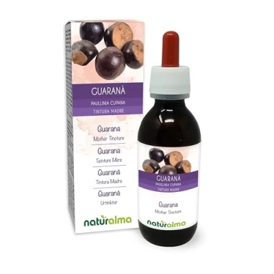 Image de Guarana (Paullinia cupana) graines Teinture Mère sans alcool Naturalma Extrait liquide gouttes 120 ml Complément alimentaire Végétalien ou végan