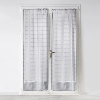 Image de douceur d&#039;intérieur, Paire Droite Passe Tringle (2 x 70 240 cm) Candide Gris, Voile Sablé