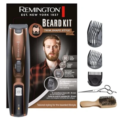 Image de Tondeuse Barbe Beard Kit REMINGTON Lames Titanium Auto Affûtées Sabots Ajustables Batterie Lithium