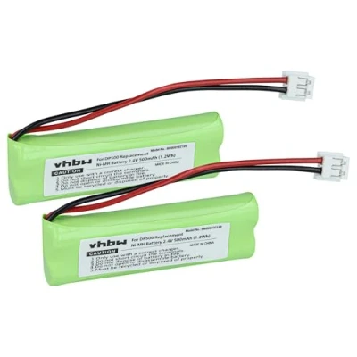 Image de vhbw 2X Ni MH Batterie 500mAh (2.4V) pour téléphone Fixe Medion Life S63085, S63112 Remplace VT50AAAALH2BMJZ, GP1010, GPHC05RN01.