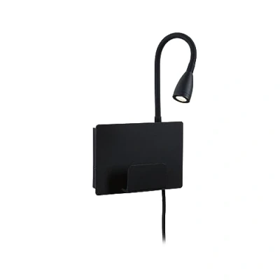Image de Paulmann 71101 Applique LED Halina USB C 2700K 200lm 230V 2,4W Noir Mat Lampe de Lecture Murale, Métal, 2.4 W