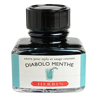 Image de EXACOMPTA Herbin 13033T Un flacon d&#039;encre 30 ml pour stylo plumes et stylos roller, Diabolo menthe