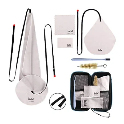 Image de Imelod Kit de nettoyage pour saxophone avec étui clarinette alto, ténor, flûte chiffon saxophone, brosse embouchure(Gris Foncé)