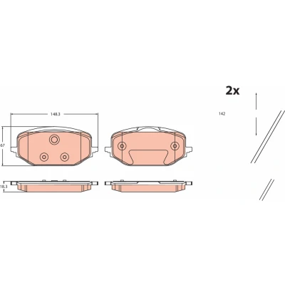 Image de TRW GDB2475 Jeu de plaquettes frein non préparé pour indicateur d&#039;usure PEUGEOT: Partner III Van, 508 II SW, II, CITROËN: C5 Aircross