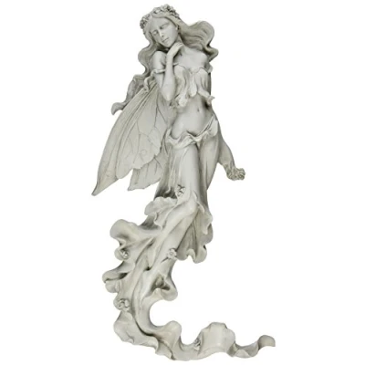 Image de Design Toscano EU5604 Sculpture Murale Brianna la Fée du Vent d&#039;Eté, Blanc Cassé, 7.5 x 28 57 cm