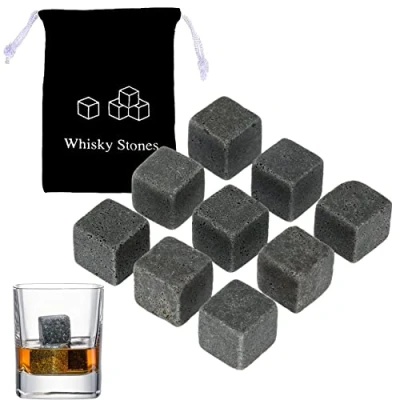 Image de lumcov 9 Pièces Pierres à Whisky,Pierres Froides en Granit,Whisky Stones,Glaçons Réutilisables,Glacon Pierre Whisky Grani,Alternative idéale des glaçons(2*2cm)