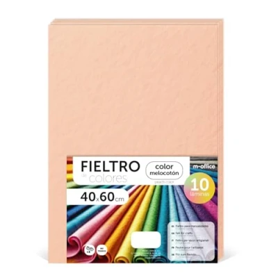 Image de m office Feutrine Loisir Créatif, de Couleurs, Douce et Flexible, Matériau pour Couture, Tissus Patchwork, Idéale Projets DIY, Artisanat ou Décoration, 40x60cm (Pêche, 10 pcs)