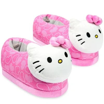 Image de Hello Kitty Chaussons 3D Fille, Pantoufles Enfant avec Semelle Antidérapante Cadeau Fille (Rose, 32/33 EU)