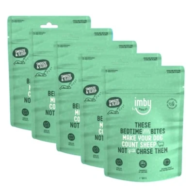 Image de Imby Nourriture pour animaux de compagnie Snacks Snooze &amp; Sleep chien 5 x 100 g Hypoallergénique Curcuma et camomille Bouchées au moment du coucher un bon repos soir