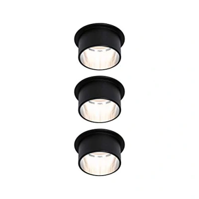 Image de Paulmann 933.83 93383 Gil LED Rond à 3 Niveaux avec Spot encastrable en Aluminium brossé intensité Variable x 6 W 2700 K Coin, Noir Mat/Fer, 3er