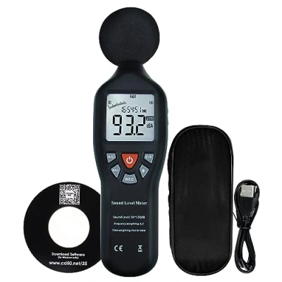 Image de mesure du niveau sonore avec journalisation des données Affichage précis Plage de 30dB 130dB Instrument professionnel compact (avec logiciel CD)