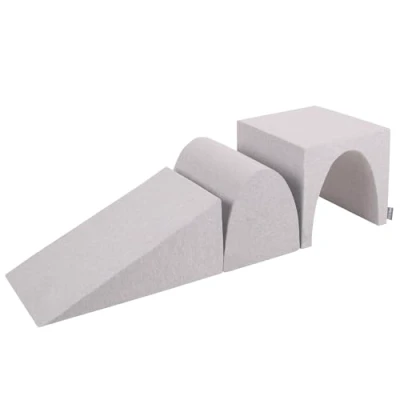 Image de KiddyMoon Aire De Jeux en Mousse Pente L/Colline/Tunnel, Gris Clair,Multi Taille