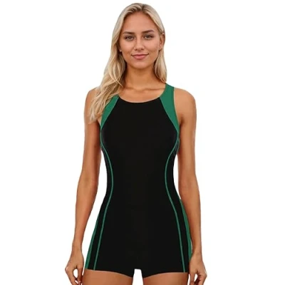 Image de BEACHKINI Maillot De Bain Femme Une Pièce Dos Ouvert Compétitif,Rayures Vertes,EU 50