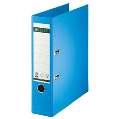 Image de Leitz 10070030 Classeur de qualité (laminage spécial en papier gaufré lin, A4, dos 8 cm) Bleu clair