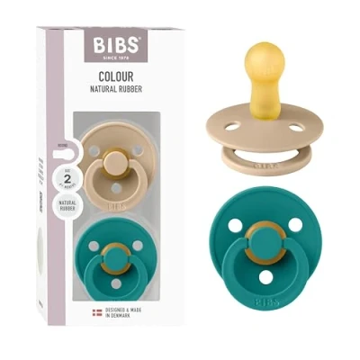 Image de Tétine BIBS Colour. Lot de 2 sucettes. Sans bisphénol A, Téterelle ronde. Latex caoutchouc naturel, Fabriqué au Danemark, Taille 1 (0 6 mois), Taupe/Scuba