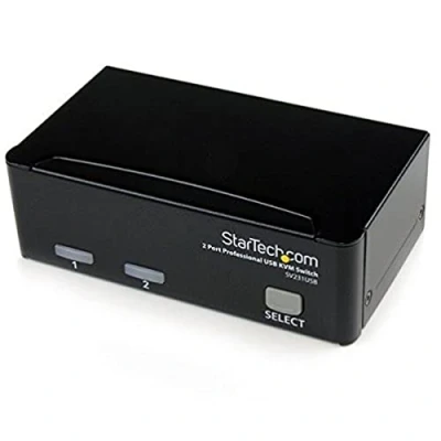 Image de StarTech.com Switch KVM USB VGA professionnel à 2 ports avec câbles Kit commutateur écran clavier souris (SV231USBGB)