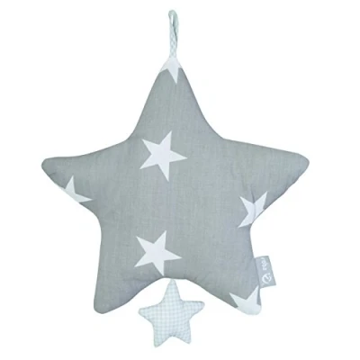 Image de roba Étoile Musicale à Suspendre &quot;Little Stars&quot; Doudou Aide au Sommeil Lavable Mécanisme Musical Amovible Gris/Blanc