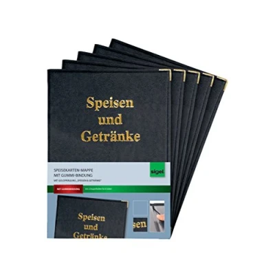 Image de Sigel Menus Classeur avec or gravé et reliure en caoutchouc Pour format A5 5 pièces noir
