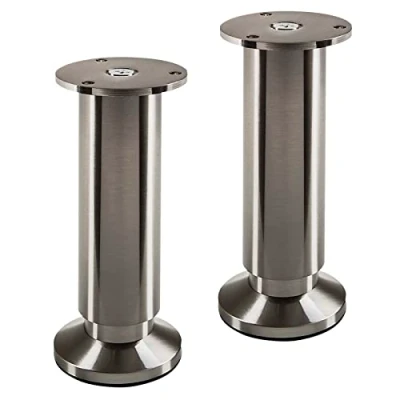 Image de SOTECH 2 Pieds de meuble TERRA hauteur 150 mm aspect inox brossé support réglables en jusqu&#039;à max. 15 mm, charge 250 kg/par pied
